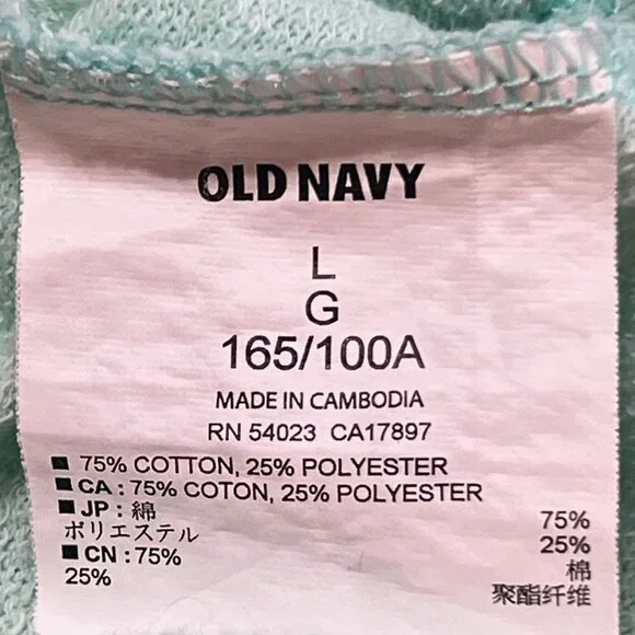 Old Navy Lightweight Mint Green Long Sleeve Hoodie Size Large Cotton Blend - Picture 8 of 8